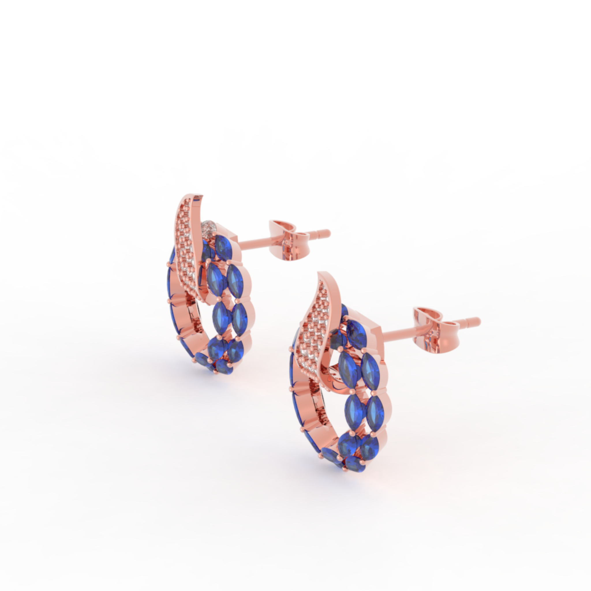 Sterlyn Blue Stone Unique Stud Earrings, Hallmarked 925 Sterling Silver